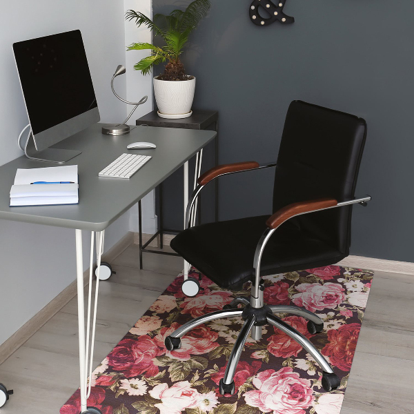 Tapis bureau roses rouges