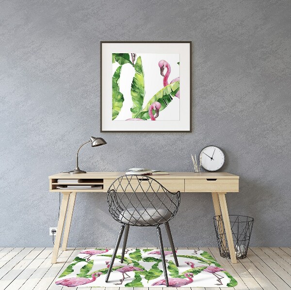 Tapis protège sol Flamant et feuilles
