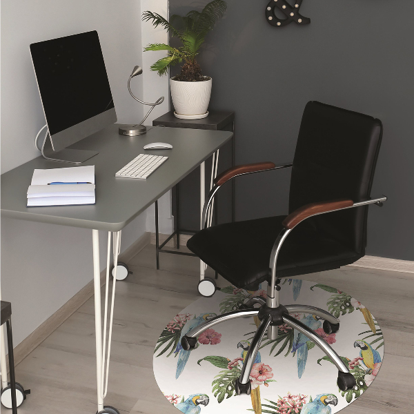 Tapis de chaise de bureau Perroquets et fleurs
