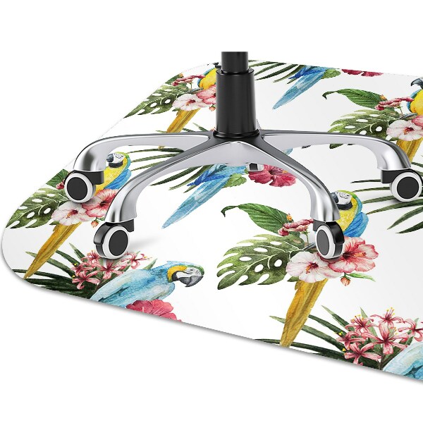 Tapis de chaise de bureau Perroquets et fleurs