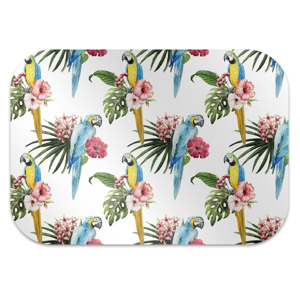 Tapis de chaise de bureau Perroquets et fleurs