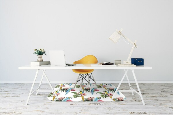 Tapis de chaise de bureau Perroquets et fleurs
