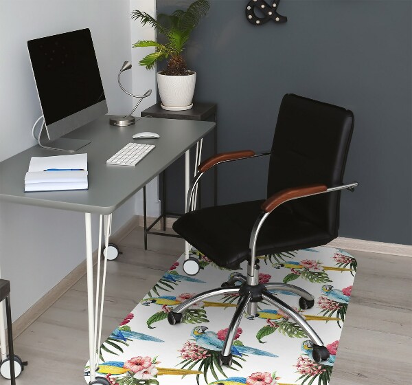 Tapis de chaise de bureau Perroquets et fleurs