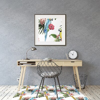 Tapis de chaise de bureau Perroquets et fleurs