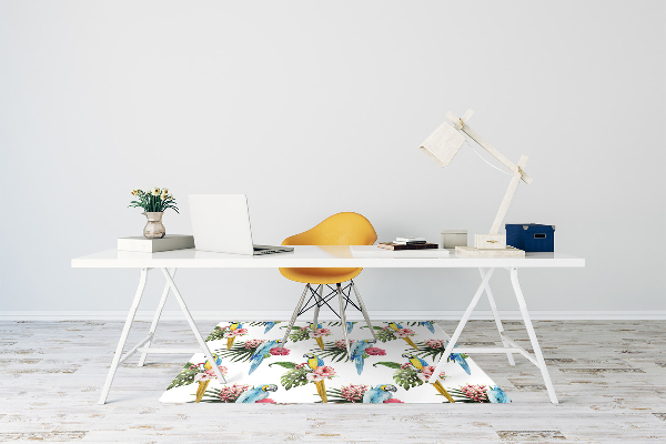 Tapis de chaise de bureau Perroquets et fleurs