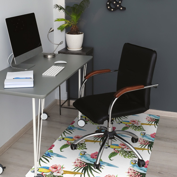 Tapis de chaise de bureau Perroquets et fleurs