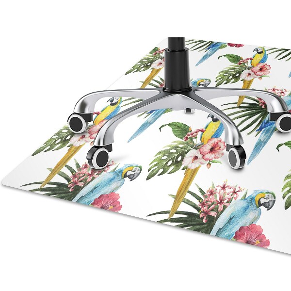Tapis de chaise de bureau Perroquets et fleurs