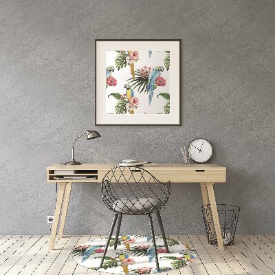 Tapis de chaise de bureau Perroquets et fleurs