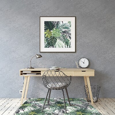 Tapis pour chaise de bureau Feuilles vertes