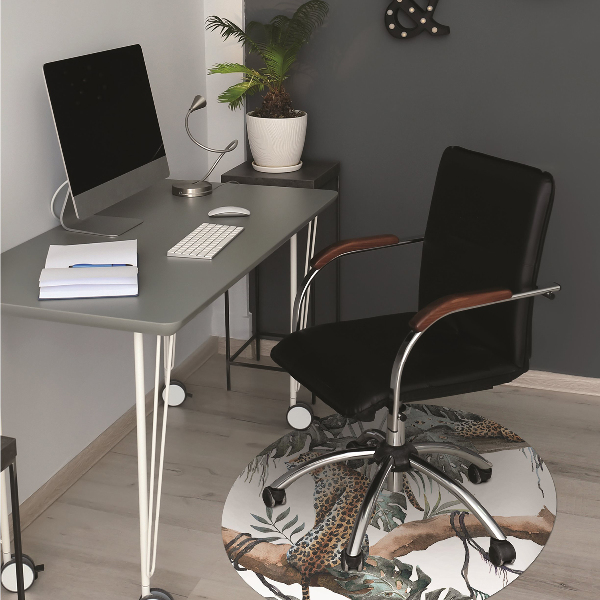 Tapis pour chaise de bureau Léopards sur une branche
