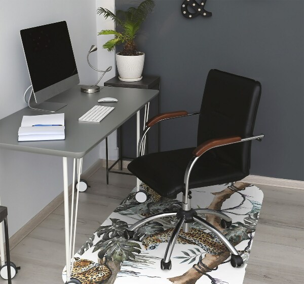 Tapis pour chaise de bureau Léopards sur une branche