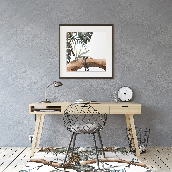 Tapis pour chaise de bureau Léopards sur une branche