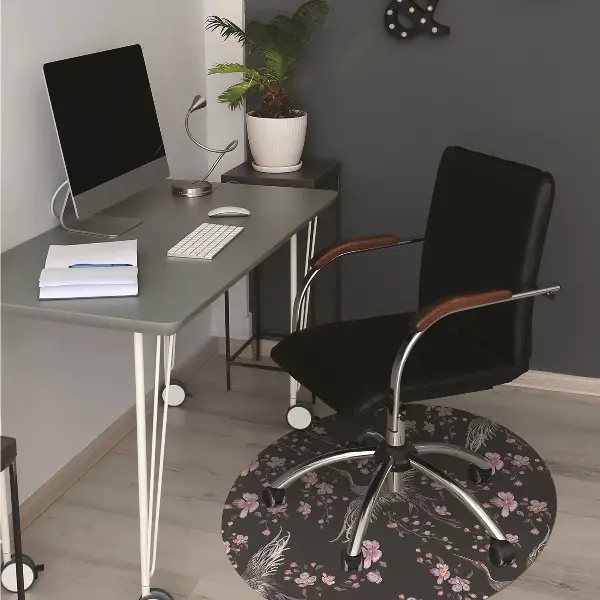 Tapis de chaise de bureau Hérons et fleurs
