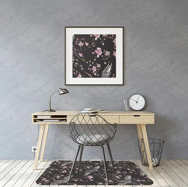 Tapis de chaise de bureau Hérons et fleurs