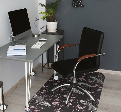 Tapis de chaise de bureau Hérons et fleurs