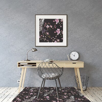 Tapis de chaise de bureau Hérons et fleurs