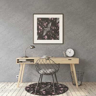 Tapis de chaise de bureau Hérons et fleurs