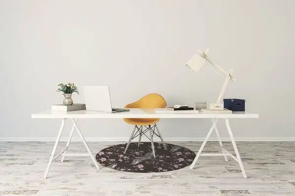Tapis de chaise de bureau Hérons et fleurs