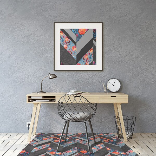 Tapis protège sol Fleurs à Herringbone