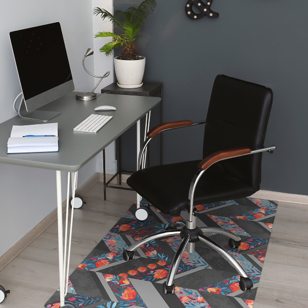 Tapis protège sol Fleurs à Herringbone