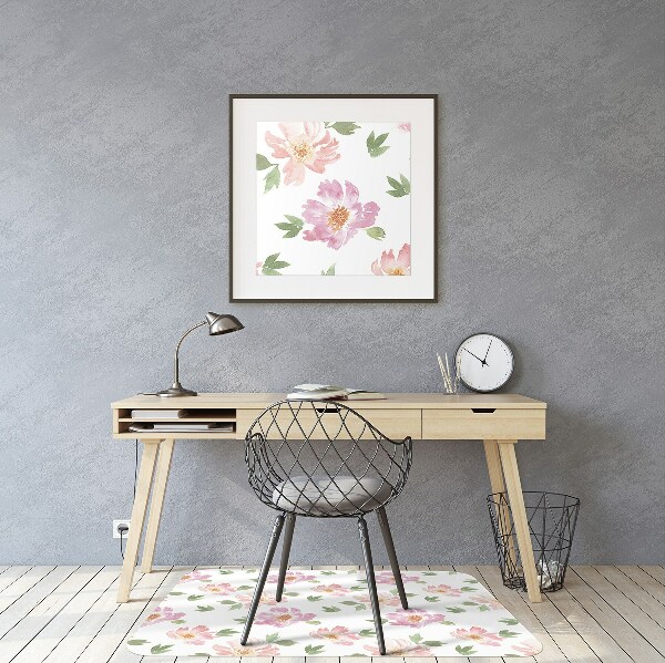 Tapis de chaise de bureau Fleurs aquarelles