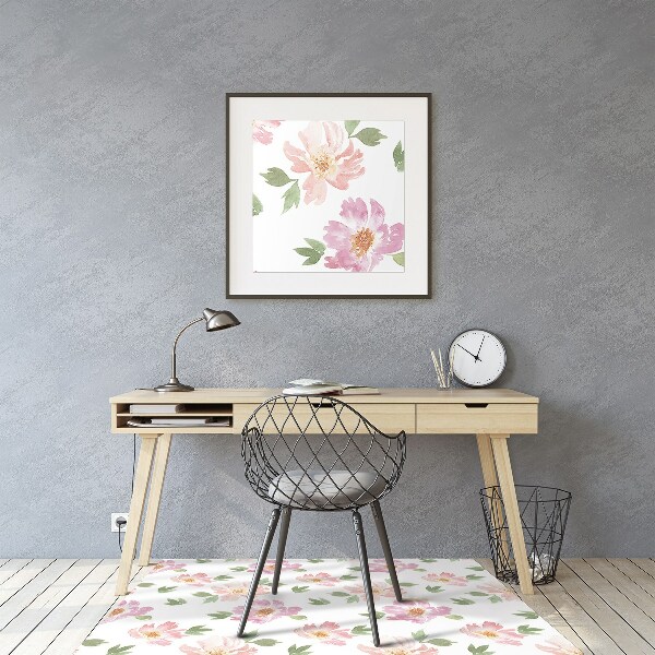 Tapis de chaise de bureau Fleurs aquarelles