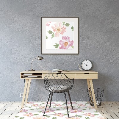 Tapis de chaise de bureau Fleurs aquarelles