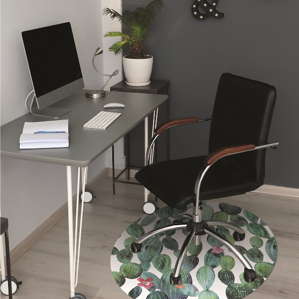 Tapis pour chaise de bureau Cactus avec des fleurs