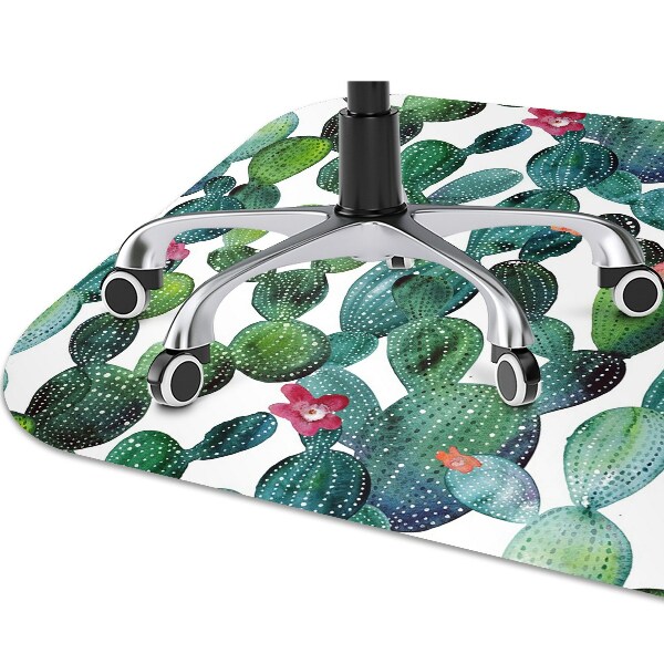 Tapis pour chaise de bureau Cactus avec des fleurs