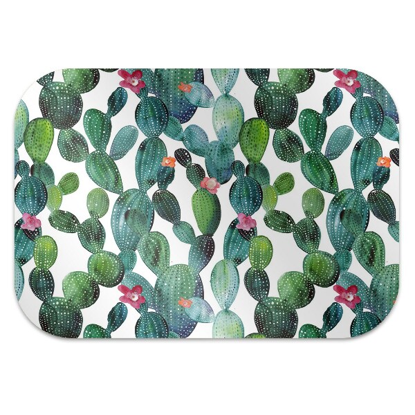 Tapis pour chaise de bureau Cactus avec des fleurs