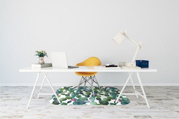 Tapis pour chaise de bureau Cactus avec des fleurs