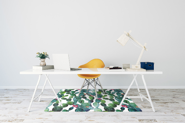 Tapis pour chaise de bureau Cactus avec des fleurs