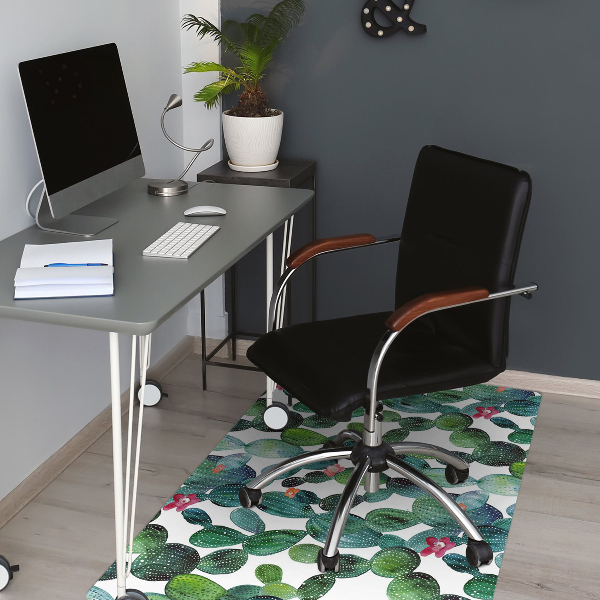 Tapis pour chaise de bureau Cactus avec des fleurs