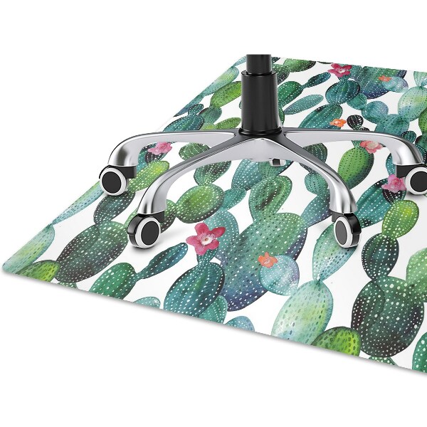 Tapis pour chaise de bureau Cactus avec des fleurs