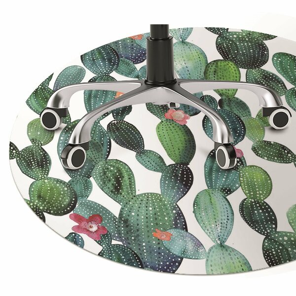 Tapis pour chaise de bureau Cactus avec des fleurs