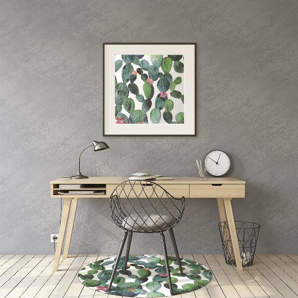 Tapis pour chaise de bureau Cactus avec des fleurs