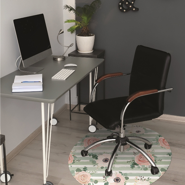 Tapis bureau Roses rayées