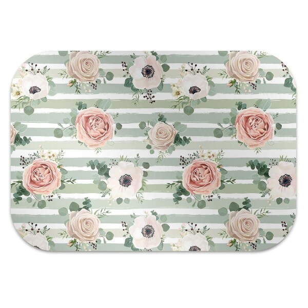 Tapis bureau Roses rayées