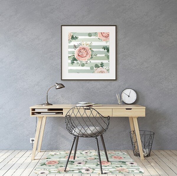Tapis bureau Roses rayées