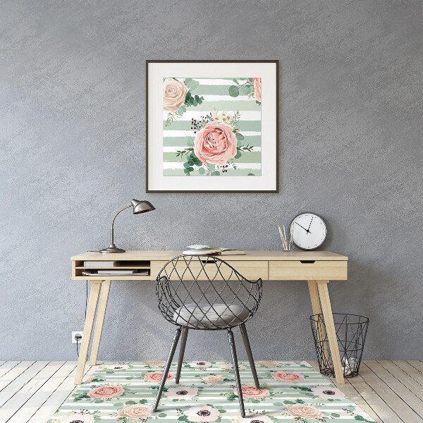 Tapis bureau Roses rayées