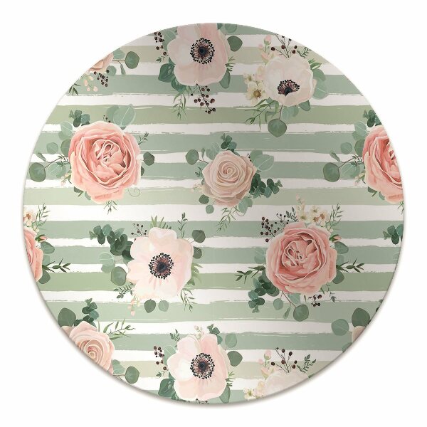 Tapis bureau Roses rayées