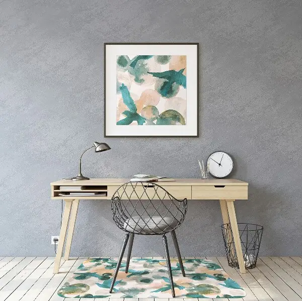Tapis pour chaise de bureau Oiseaux aquarelles