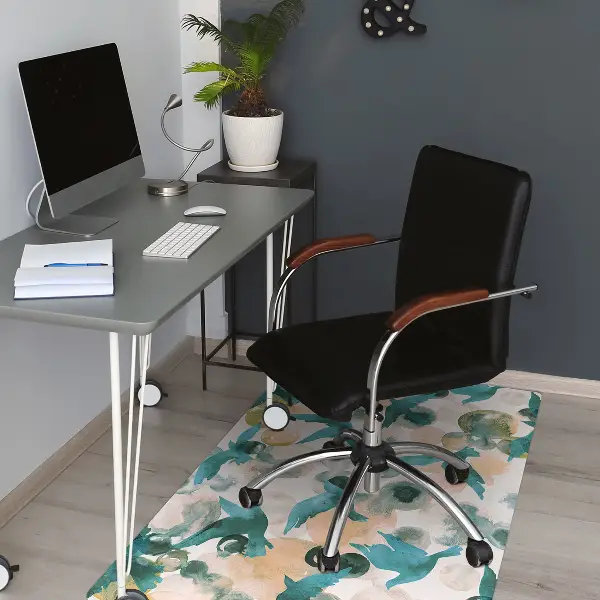 Tapis pour chaise de bureau Oiseaux aquarelles
