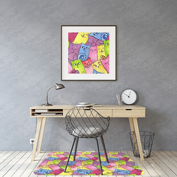 Tapis de chaise de bureau Chats heureux