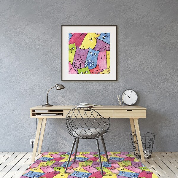 Tapis de chaise de bureau Chats heureux
