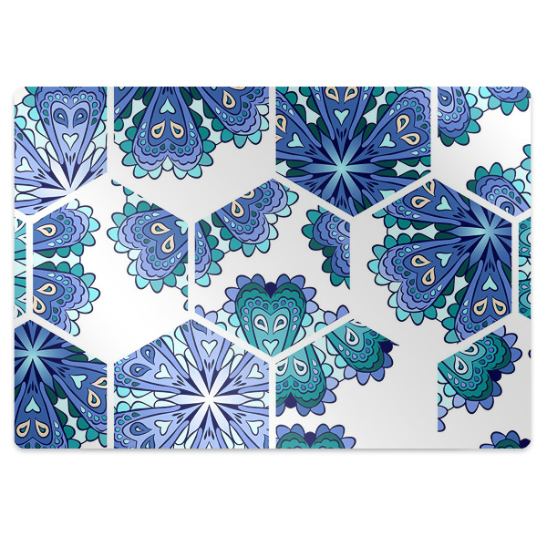 Tapis protection sol Fleurs hexagonales