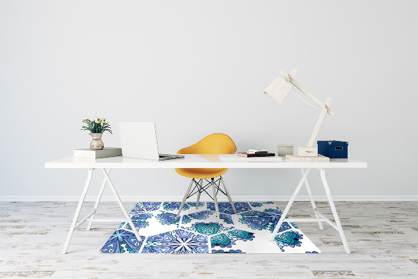 Tapis protection sol Fleurs hexagonales