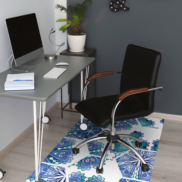 Tapis protection sol Fleurs hexagonales