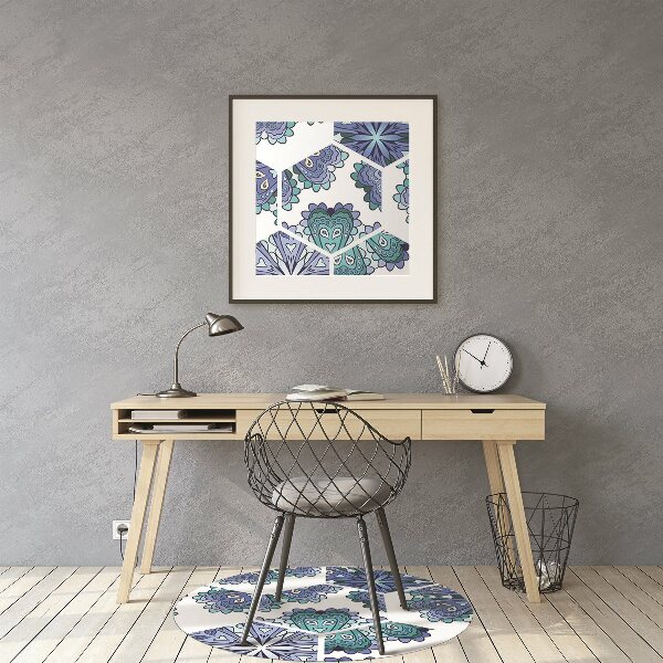 Tapis protection sol Fleurs hexagonales