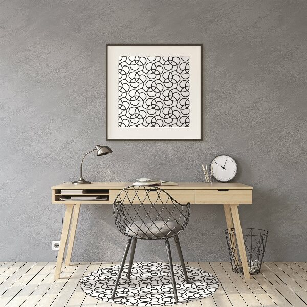 Tapis pour chaise de bureau Cercles noirs et blancs